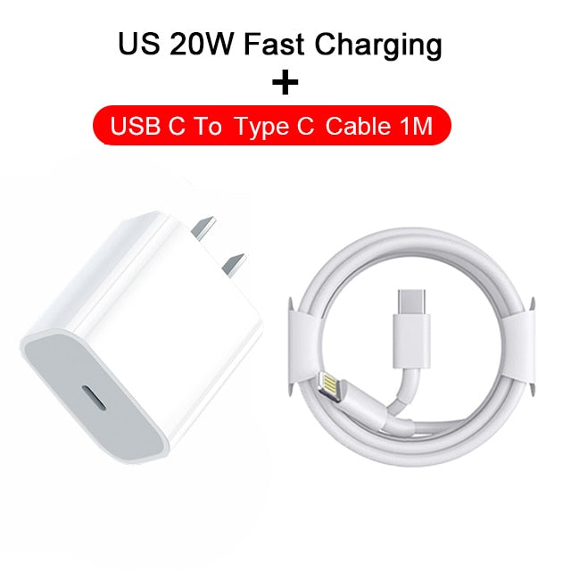 PD 20W Original For iPhone 13 12 11 14 Pro Max USB C Fast Charger For iPhone 14 Plus XR X XS MAX iPad Air Fast Charging Cable