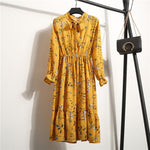 Load image into Gallery viewer, Midi Dress with Blouson Sleeve and delicate floral embellishment
