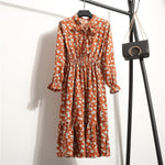 Load image into Gallery viewer, Midi Dress with Blouson Sleeve and delicate floral embellishment
