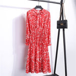 Load image into Gallery viewer, Midi Dress with Blouson Sleeve and delicate floral embellishment
