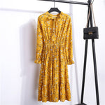 Load image into Gallery viewer, Midi Dress with Blouson Sleeve and delicate floral embellishment
