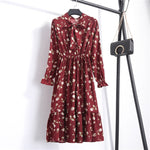 Load image into Gallery viewer, Midi Dress with Blouson Sleeve and delicate floral embellishment
